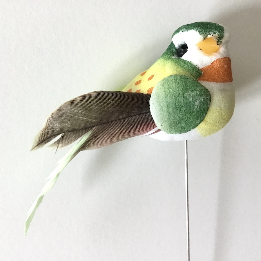 Lille grøn fugl - Med i brune og gule - Dekolagersalg